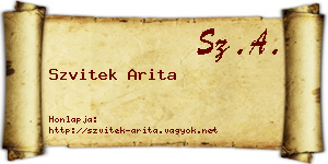 Szvitek Arita névjegykártya